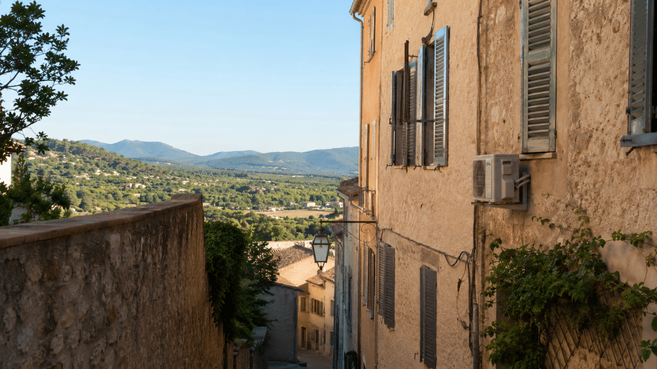 Climatiseur discret sur une maison du centre ancien de Draguignan