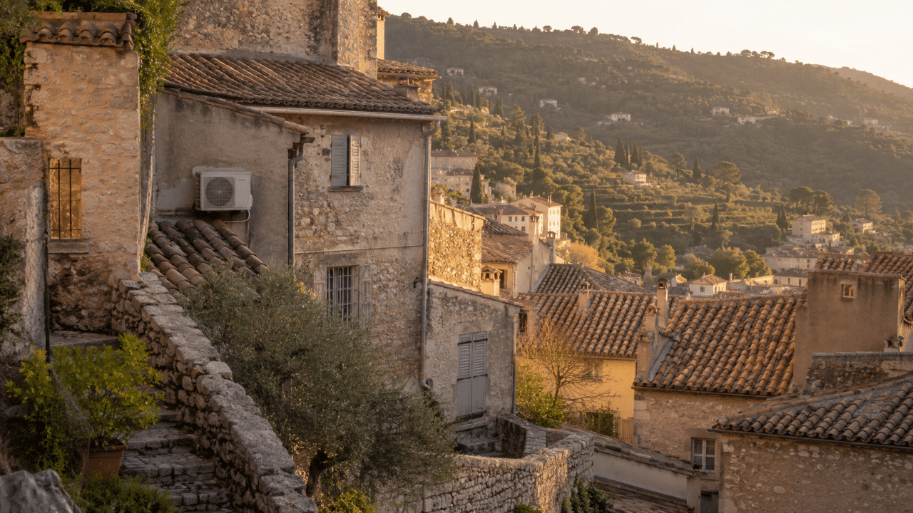 Climatiseur sur une maison du centre ancien de Grasse en relief