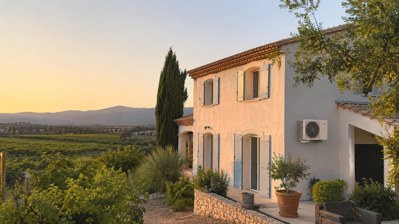 Climatiseur discret sur une villa de La Londe-les-Maures face à la mer