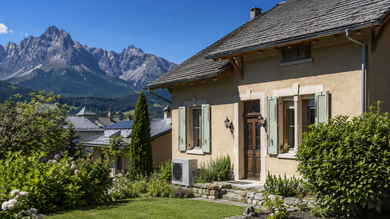Climatiseur sur une villa de Barcelonnette dans la vallée de l'Ubaye