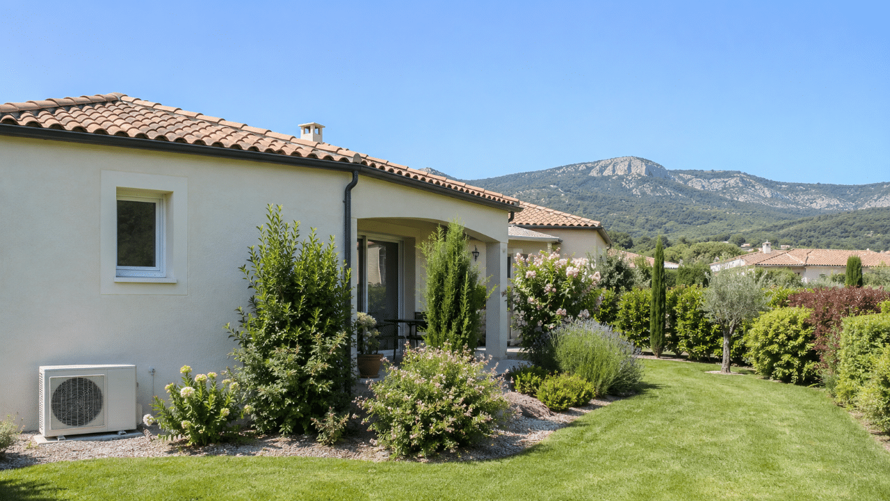 Climatiseur sur une maison de lotissement à Oraison