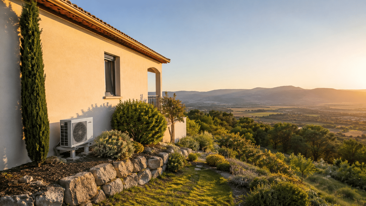 Climatiseur sur une maison des hauteurs de Sainte-Tulle